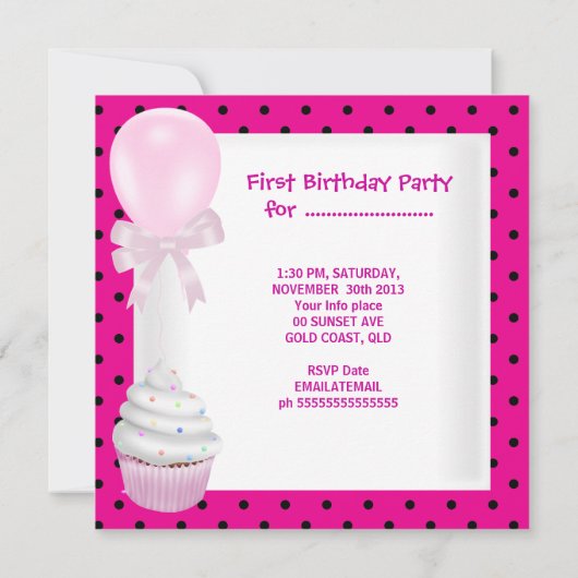 Eerste verjaardag van het eerste meisje met warme kaart (Achterkant)