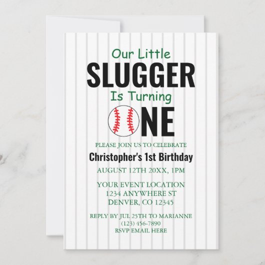 Eerste verjaardag van het kleine slokdBaseball Kaart (Voorkant)