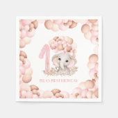 Eerste verjaardag van het meisje met de olifant ro servet (Voorkant)