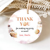 Eerste verjaardag van melk en koekjes bedankjes labels