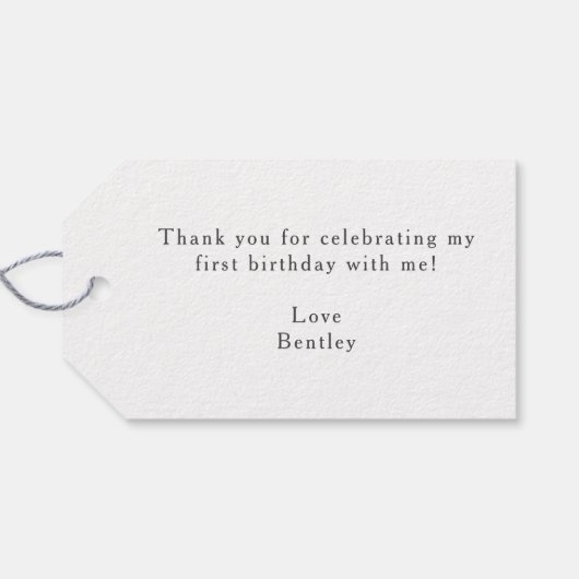 Eerste verjaardag van melk en koekjes cadeaulabel (Achterkant Horizontaal)