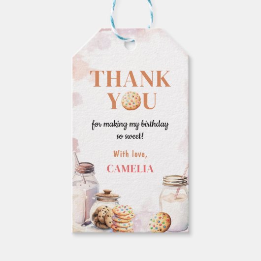 Eerste verjaardag van melk en koekjes cadeaulabel (Voorkant)