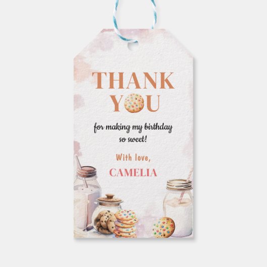 Eerste verjaardag van melk en koekjes cadeaulabel (Achterkant)