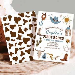 Eerste verjaardag van Rodeo Westerne Cowboy Kaart