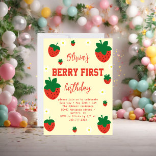 Eerste verjaardag van Strawberry Berry Kaart