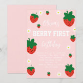 Eerste verjaardag van Strawberry Berry Kaart (Voorkant / Achterkant)