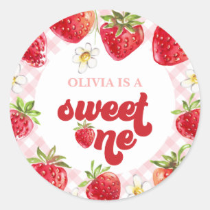 Eerste verjaardag van Strawberry Berry Ronde Sticker