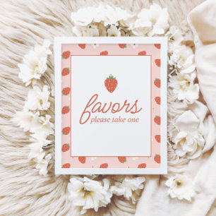 Eerste verjaardag van Strawberry Girls Favor tab Poster