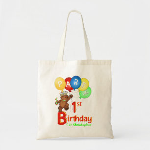Eerste verjaardag van Teddy Bear Prince Goodie Tote Bag