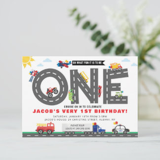 Eerste verjaardag vervoer uitnodiging