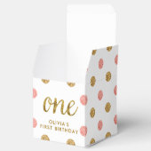 Eerste verjaardag viering Pink & Gold Glitter One Bedankdoosjes (Geopend)