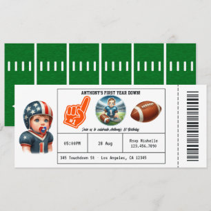Eerste Verjaardag Voetbal Ticket 1e Verjaardag Kaart