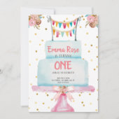 Eerste verjaardag Waterverf Cake Kaart (Voorkant)