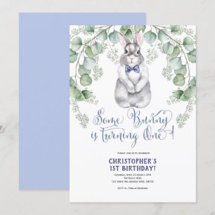 Eerste verjaardag, Waterverf, een konijntje is er Kaart