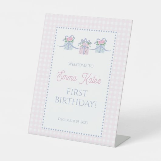 Eerste verjaardag welkom teken - Elke dag is een g Reclamebord Met Voetstuk (Voorkant)