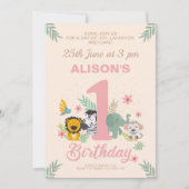 Eerste verjaardag, Wild One Oerwoud Safari Party Kaart (Voorkant)