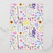 Eerste Verjaardag Wildflower Spring Summer Baby Gi Folie Uitnodiging (Achterkant)