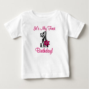 Eerste Verjaardag Zebra Print Meisjes Shirt
