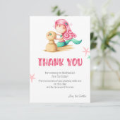 Eerste verjaardag zeemeermin bedankkaart (Staand voorkant)