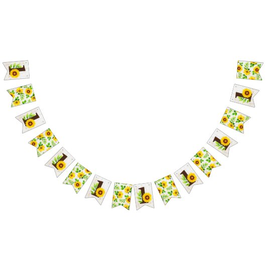 Eerste verjaardag Zonnebloem & Rustige houten part Vlaggetjes (Alle)
