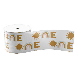 Eerste verjaardag zonneschijn en regenboogboho grosgrain lint