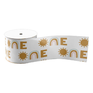 Eerste verjaardag zonneschijn en regenboogboho grosgrain lint