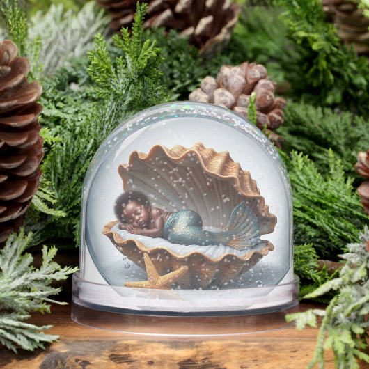 Eerste Verjaardag Zwarte Kleine Zeemeermin Sneeuwbol (Winter)