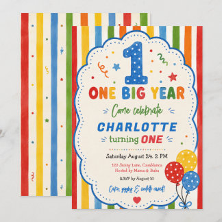 Eerste verjaardagsfeestje Bold Rainbow One Big Yea Kaart