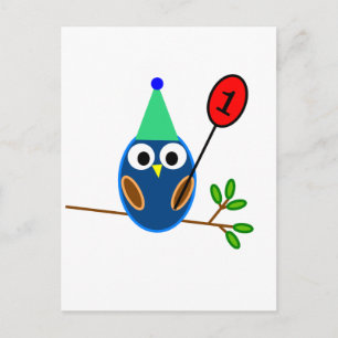 Eerste verjaardagsfeestje, Cute Uil Briefkaart