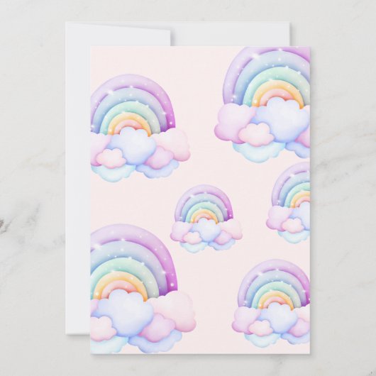 Eerste verjaardagsfeestje eenhoorn regenboog 1ste kaart (Achterkant)