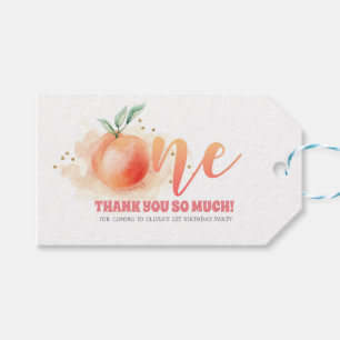 Eerste verjaardagsfeestje perzik fruit cadeaulabel