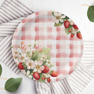 Eerste verjaardagsfeestje Strawberry Berry Papieren Bordje