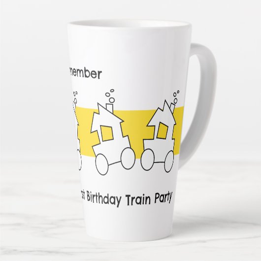 Eerste verjaardagstreinfeest latte mok (Rechterhoek)