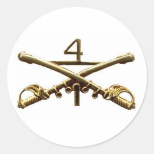 Eerste vierkantsstrijder Vierde Cavalry Brass Ronde Sticker