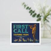 Eerste vraag perenkrat LabelContra Costa, CA Briefkaart (Staand voorkant)