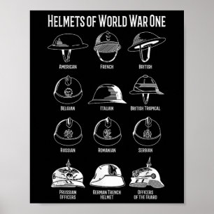 Eerste Wereldoorlog Soldier Helmets Charts Poster