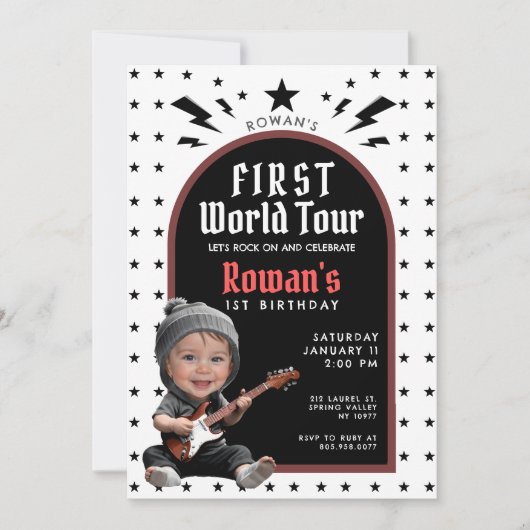 Eerste Wereldtournee Verjaardagsuitnodiging met Fo Kaart (Voorkant)