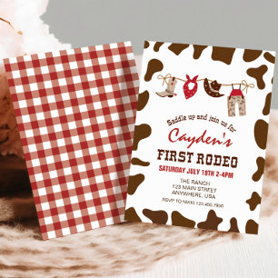 Eerste Westerne Cowboy Rodeo eerste verjaardag Inv Kaart