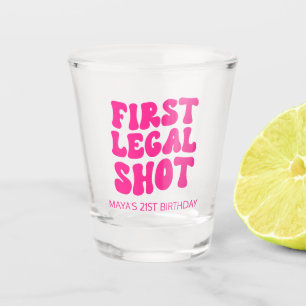 Eerste wettelijke hotline warm roze 21e verjaardag shot glas