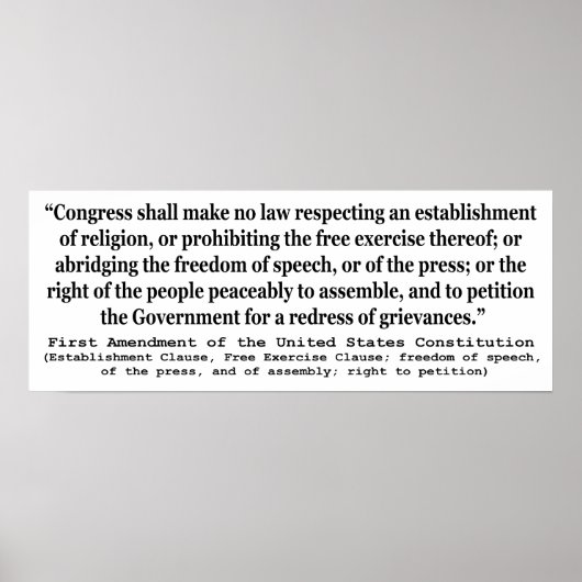 Eerste wijziging van de Amerikaanse grondwet Poster (Voorkant)