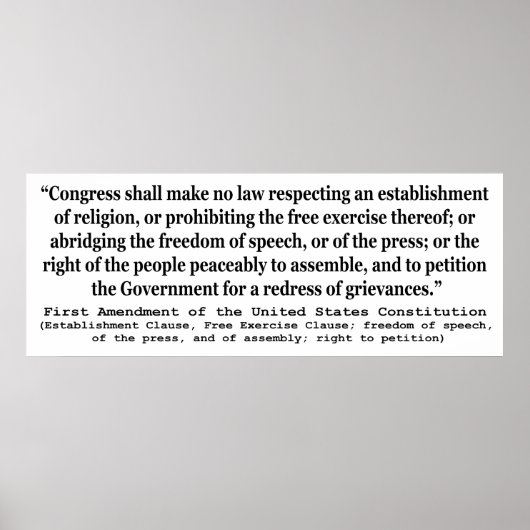 Eerste wijziging van de Amerikaanse grondwet Poster (Voorkant)