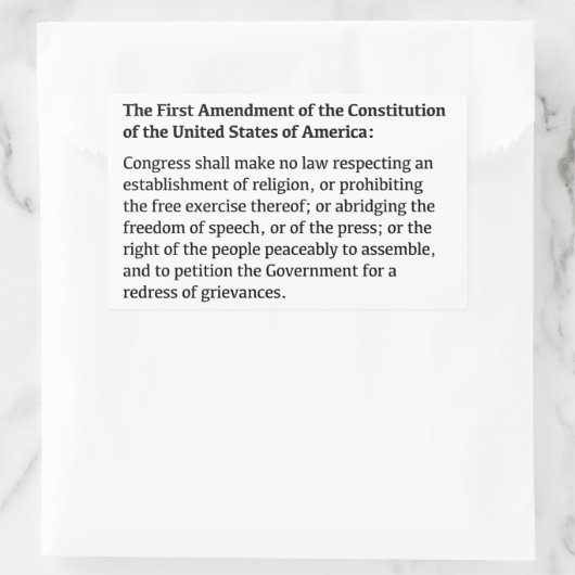 Eerste wijzigingsrecht rechthoekige sticker (Tas)