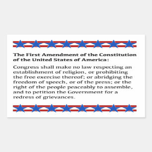 Eerste wijzigingsrecht rechthoekige sticker