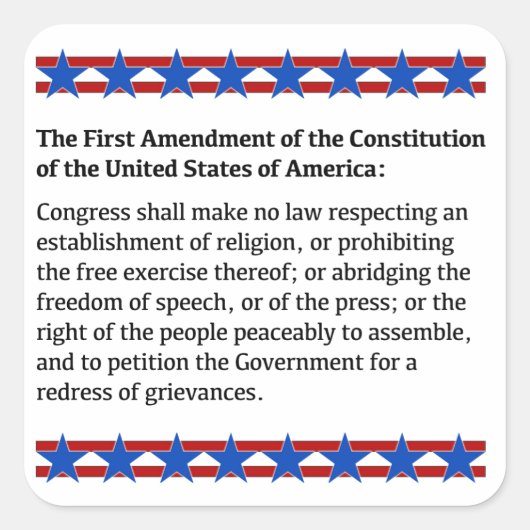 Eerste wijzigingsrecht vierkante sticker (Voorkant)