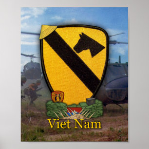 Eerste zevende Cavalry Air Cav Vietnam Nam War Pat Poster