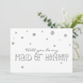 EERSTEDIENSTMEISJE Wit & Zilver Glitter Stippen Ka Kaart (Staand voorkant)