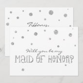 EERSTEDIENSTMEISJE Wit & Zilver Glitter Stippen Ka Kaart (Voorkant / Achterkant)