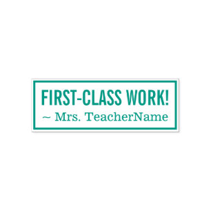 "EERSTEKLAS WERK!" + Aangepaste school leraar naam Zelfinktende Stempel