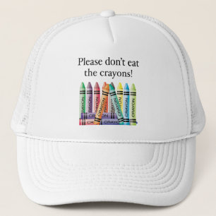 Eet alsjeblieft niet de crayons trucker pet