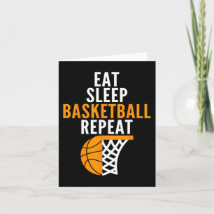 eet basketbal en herhaal de bal kaart